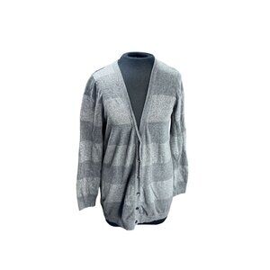 Old Navy Womens Gray Striped Button-Up Cardigan Sweater L